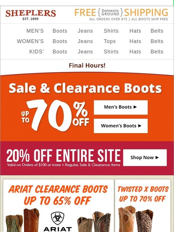 Sheplers discount clearance boots