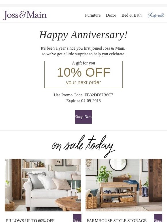 Joss Main Gift Inside 10 Off To Celebrate Our Anniversary Milled