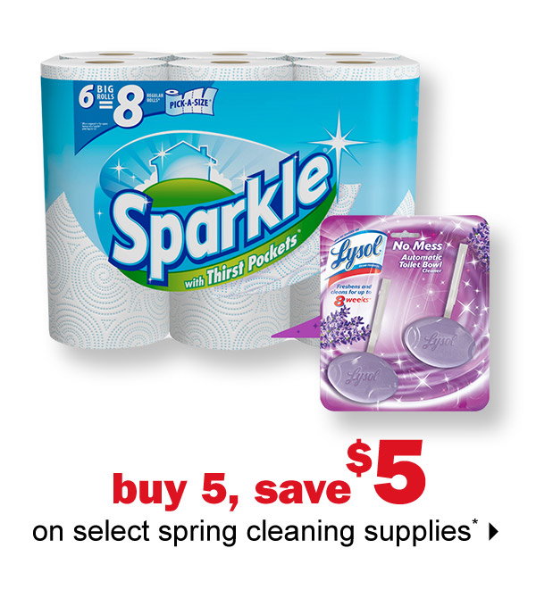 buy 5, save $5 on select spring cleaning supplies*