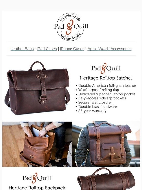 The Gladstone Leather Bags and Accessories by Pad and Quill