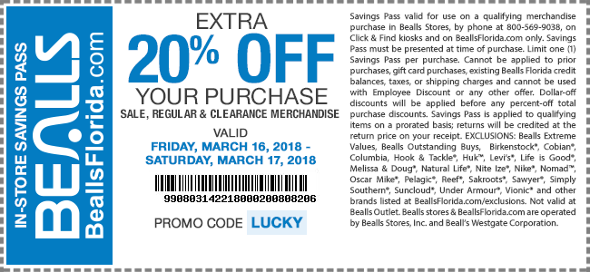 Bealls Stores: Just Your Luck! Combine Extra 40% Off One Item + Extra ...