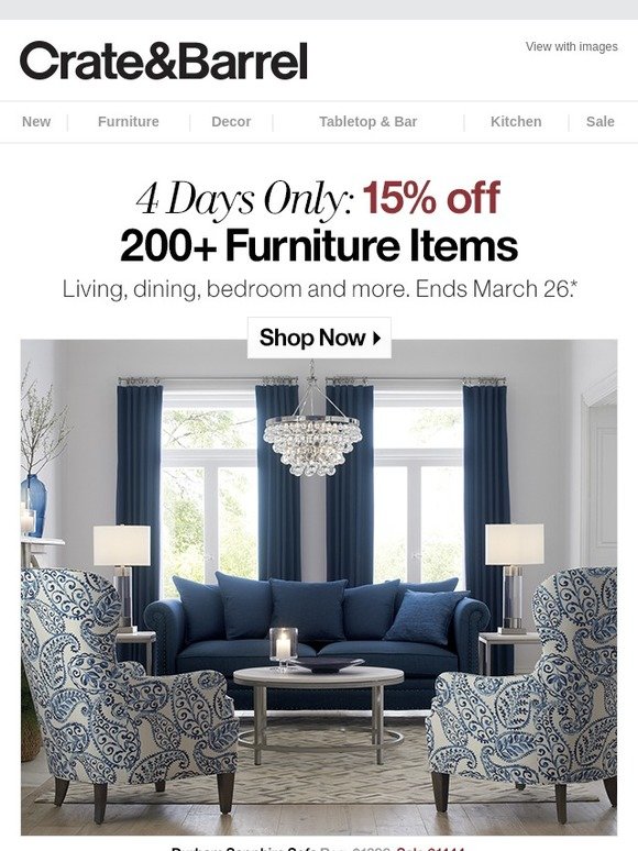 Crate and Barrel: Starts now: FURNITURE FLASH SALE. | Milled