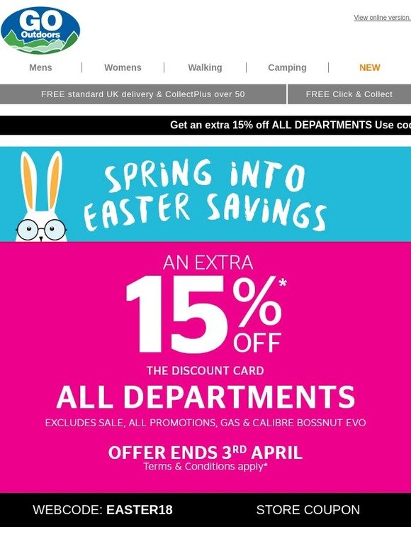 Go Outdoors 😃 (1) DISCOUNT CODE get the biggest range of gear at the best prices... Milled