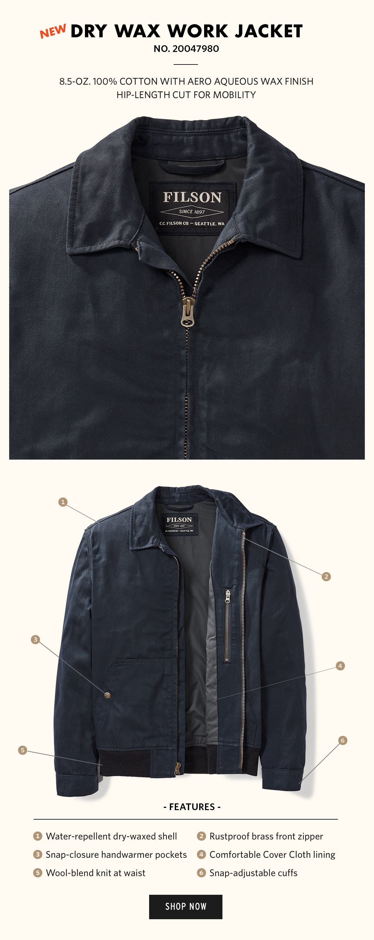 Filson: Just In: The Dry Wax Work Jacket | Milled
