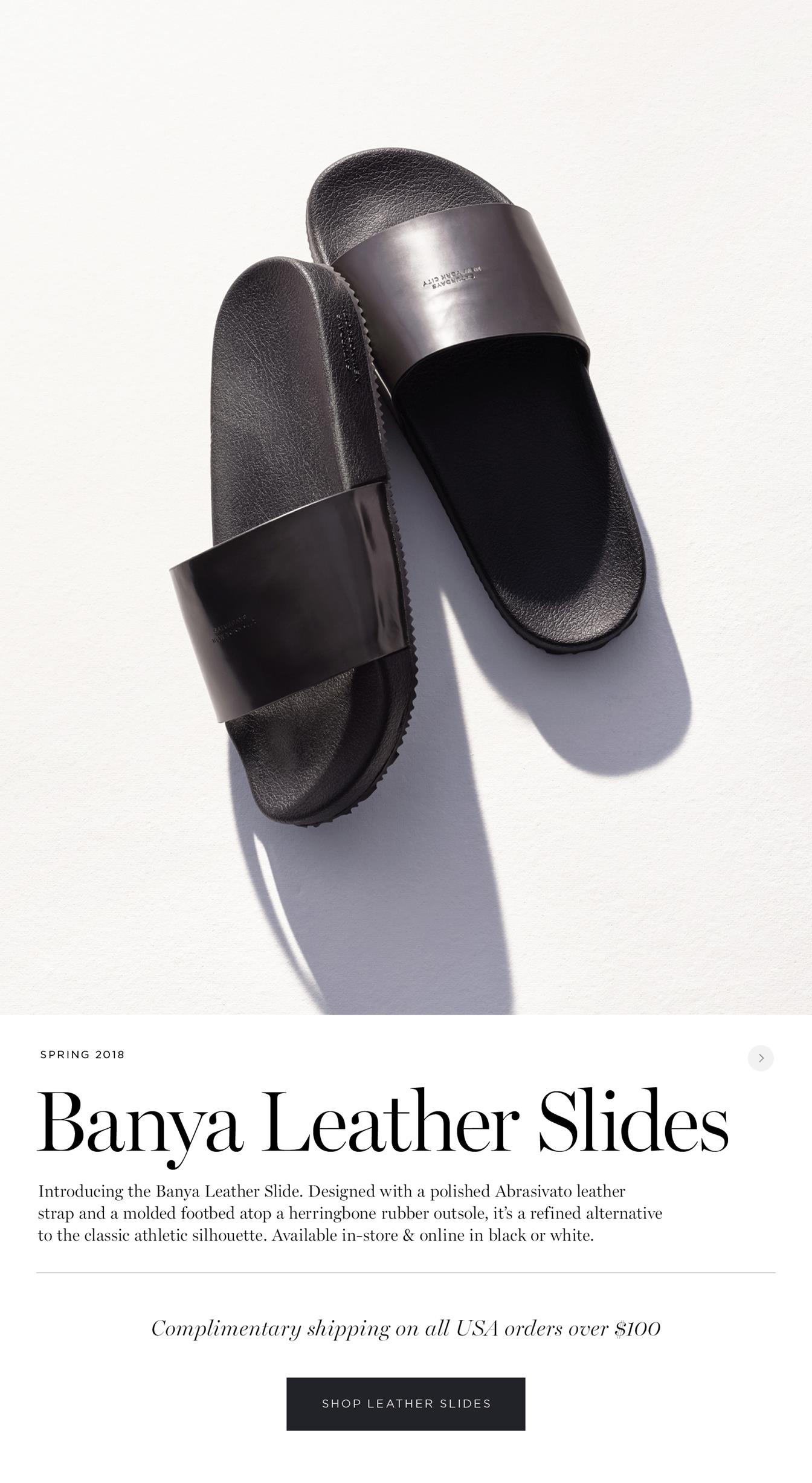 saturdays nyc banya leather slides