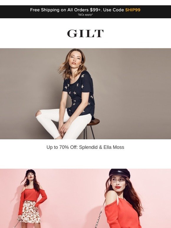 Gilt: Up to 70% Off: Splendid & Ella Moss | 75 Designers Up to 75% Off ...