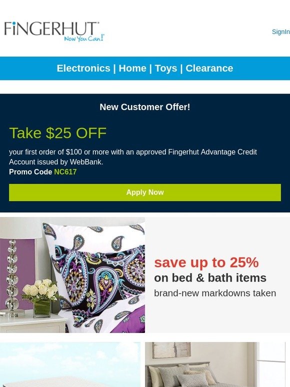 Fingerhut Fingerhut Save up to 25 on bed & bath! Milled