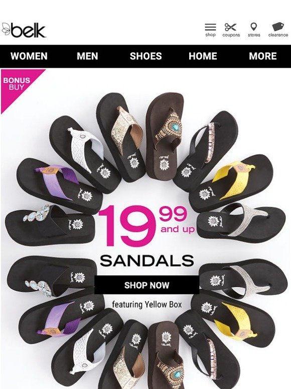 belk yellow box sandals