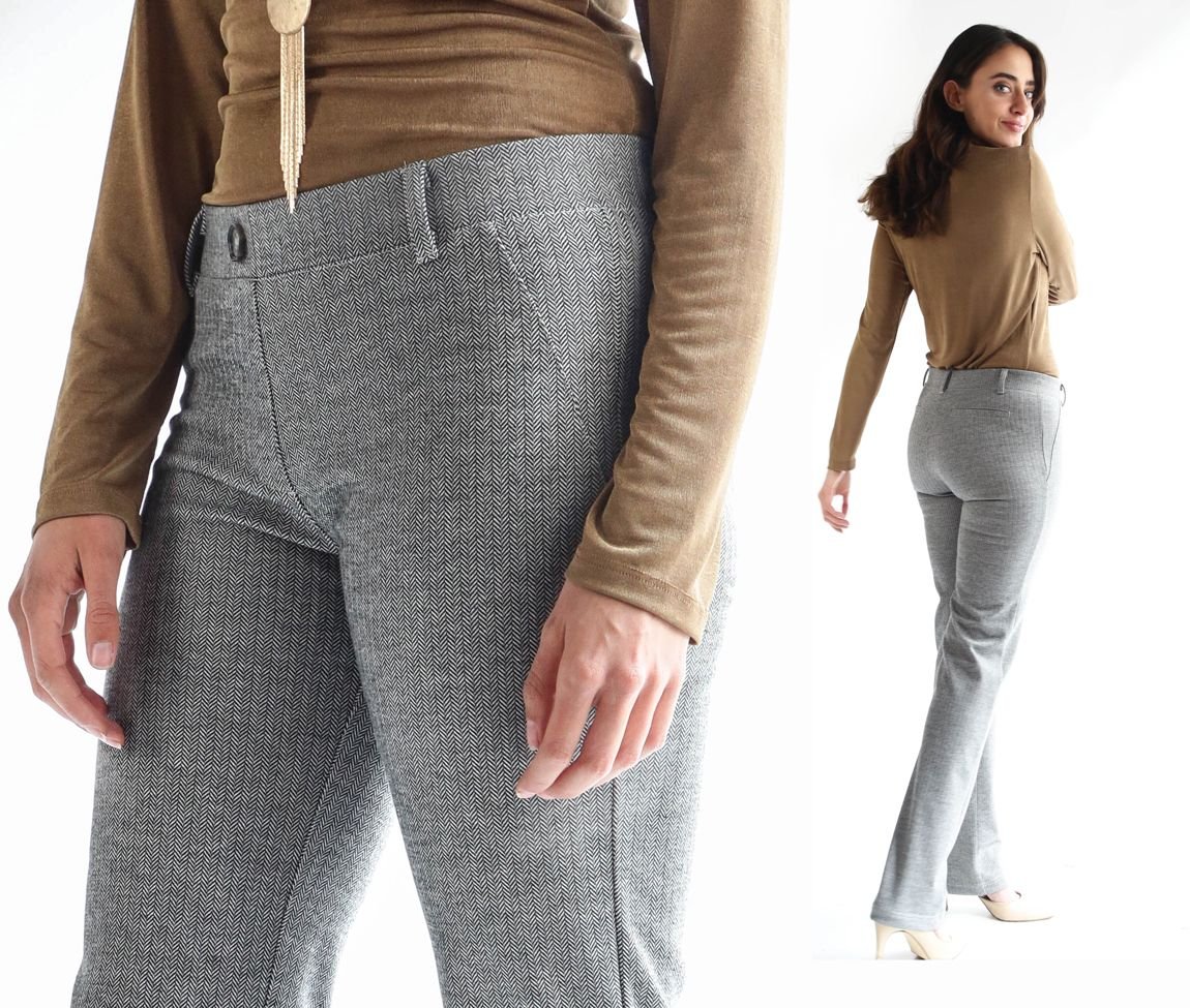Betabrand: Gray-Herringbone Dress Pant Yoga Pants!