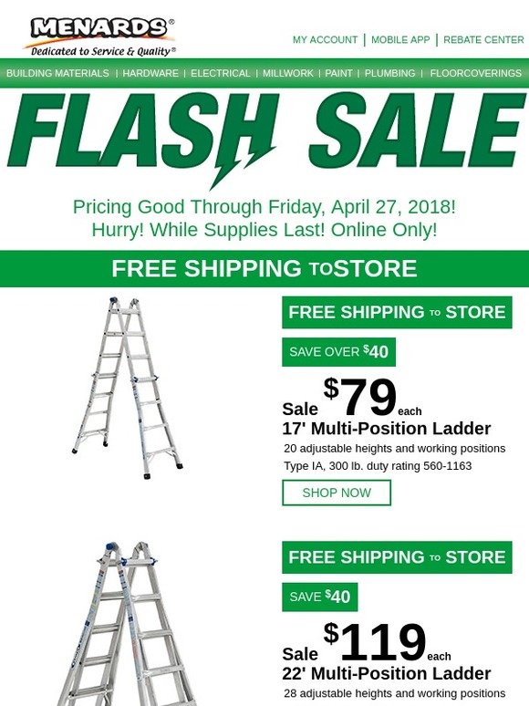 Menards FLASH SALE Ladders For Your Next Project Milled