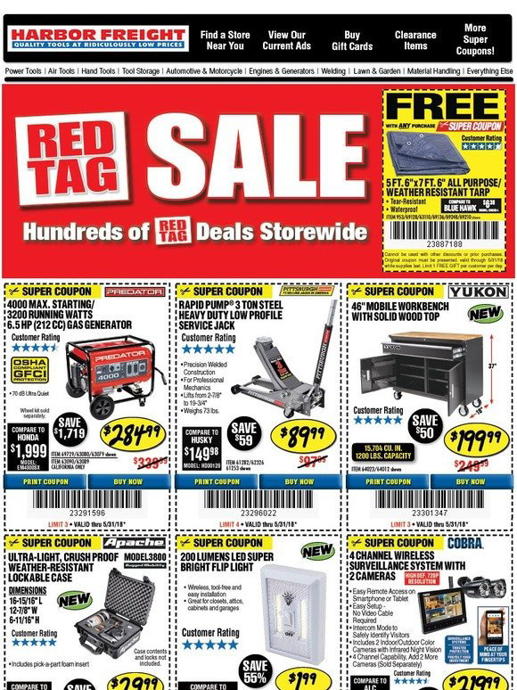 Harbor Freight Tools RED TAG SALE Milled