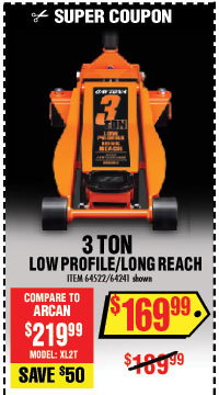 3 ton Long Reach Low Profile Steel Heavy Duty Floor Jack with Rapid Pump® 