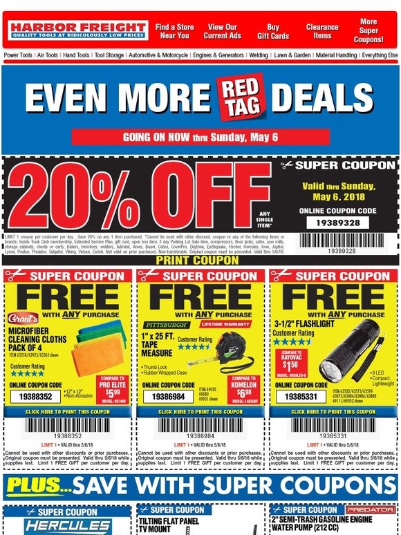 Harbor Freight Tools: DON'T FORGET • Even More Red Tag Deals Going on ...