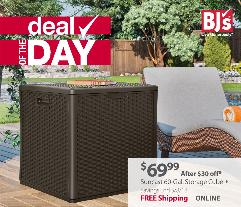 BJs Wholesale Club [Today Only] Save 30 on a Suncast 60Gal. storage cube Milled
