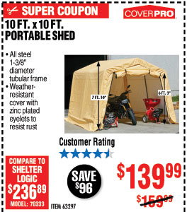 10 ft. x 10 ft. Portable Shed
