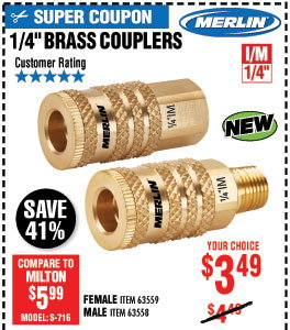 1/4 in. Male Brass Industrial Coupler