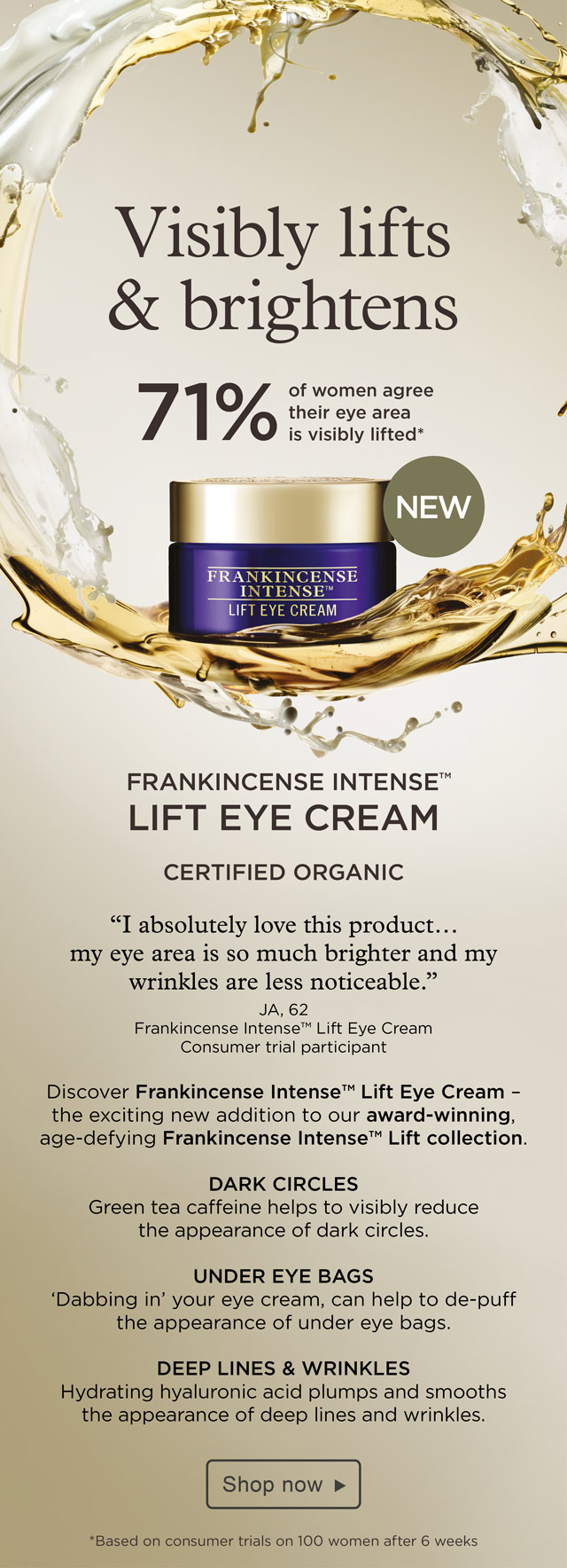 frankincense intense lift eye cream