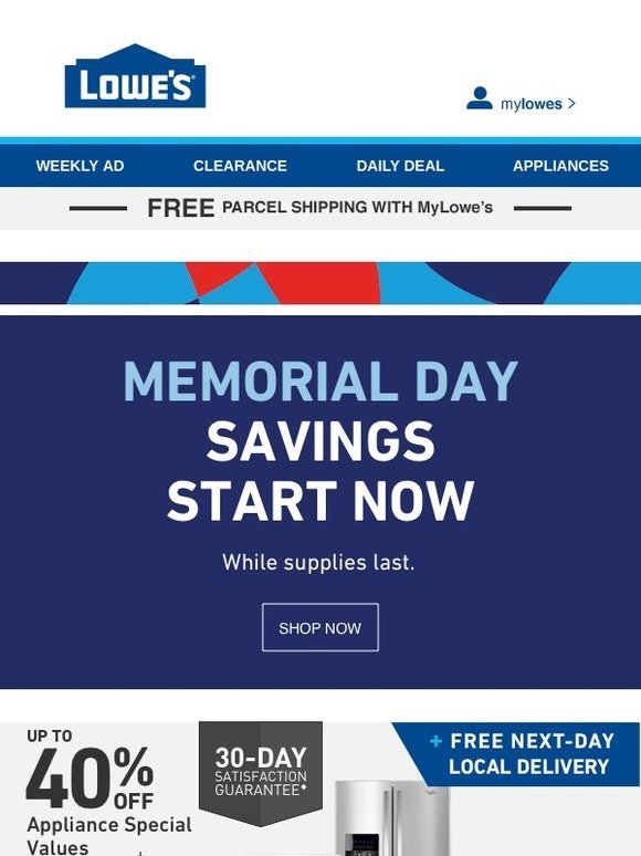 Lowes Memorial Day Savings Start Now Milled