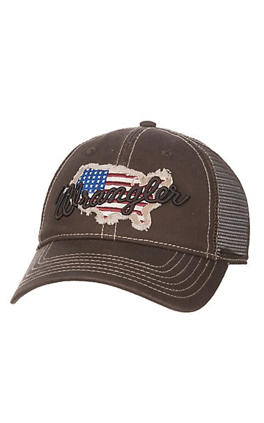 Wrangler Brown American Flag Cap