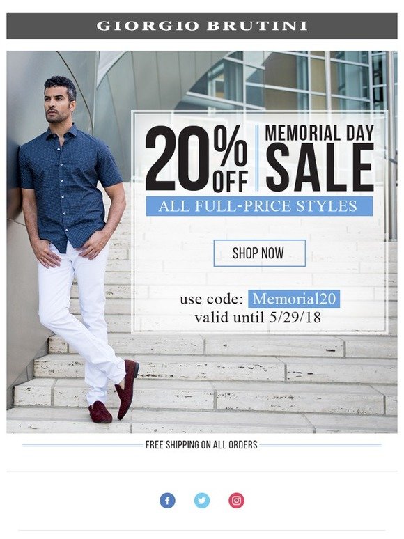 20% OFF – MEMORIAL DAY SALE