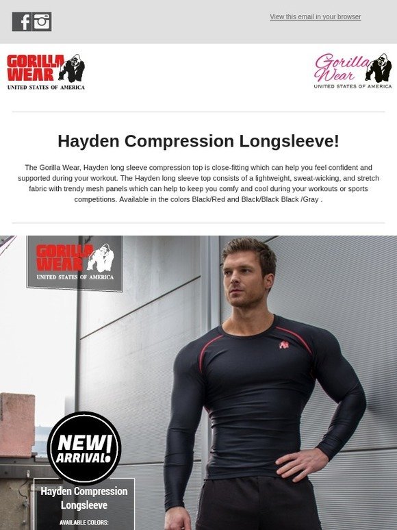 Black/Gray Bodybuilding Fitness Gorilla Wear Hayden Compression Longsleeve 