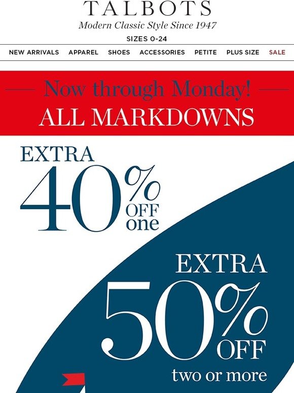 Talbots {SALE} on Sale + Specials on WearNow Favorites Milled