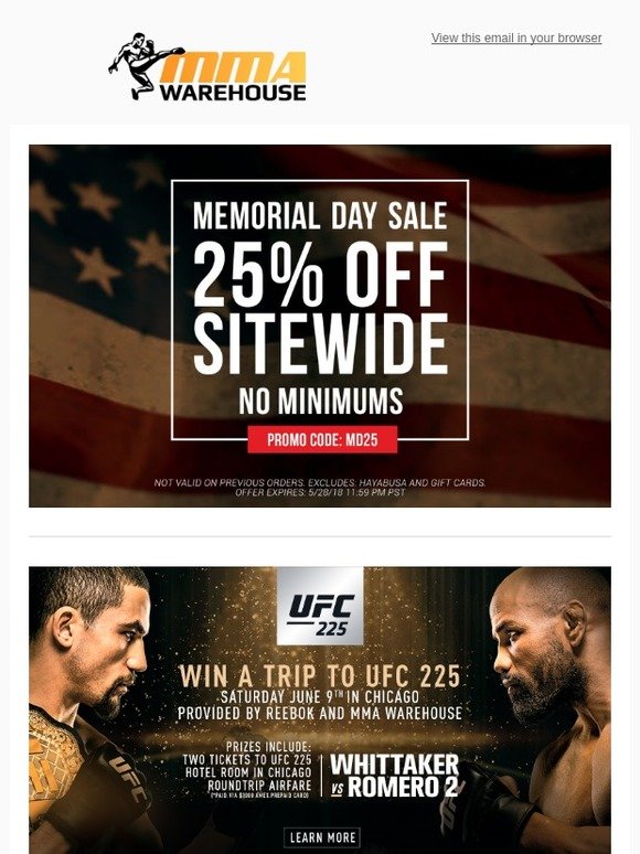 MMA Warehouse Memorial Day Sale 25 Off Sitewide! Milled