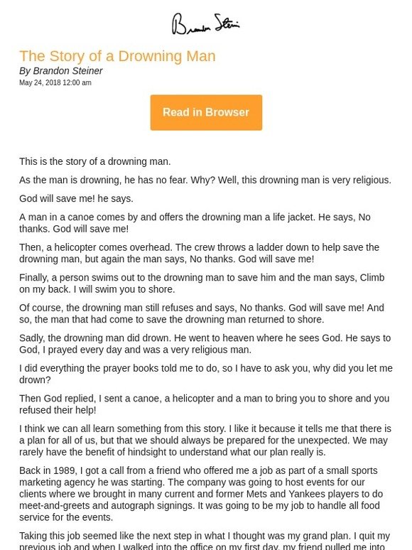 Steiner Sports The Story of a Drowning Man 📖 Milled