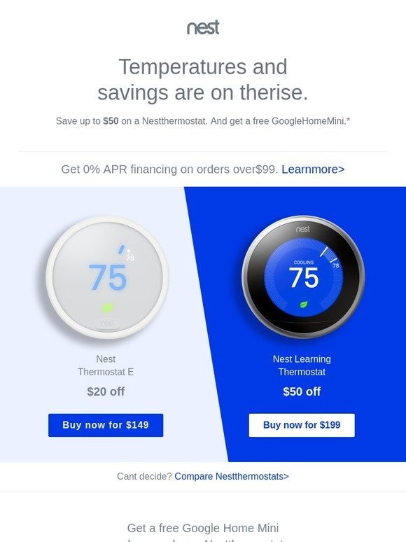 Save on a Nest thermostat this Memorial Day. And get a free Google Home Mini.