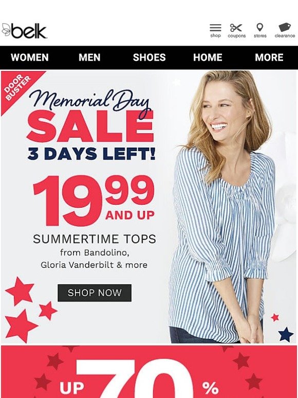 Belk Memorial Day Sale DoorBusters, Up to 70 Off Milled