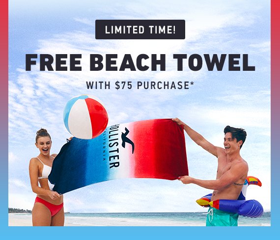 Hollister: FREE beach towel ✔️ 40% off 