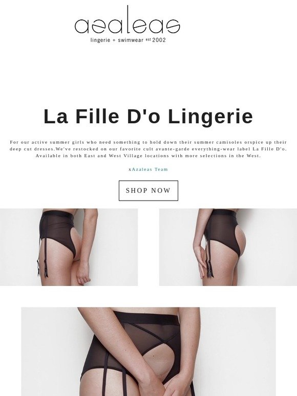 Azalea: Cult Fave Restock: La Fille d'O Lingerie