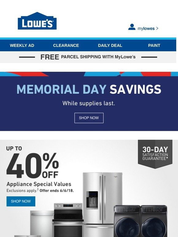 Lowes Lowe’s Memorial Day Savings Event is the time to shop appliances