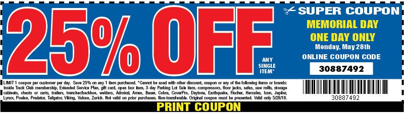 harbor freight tools your 25 off coupon is valid now memorial day sale ends today milled