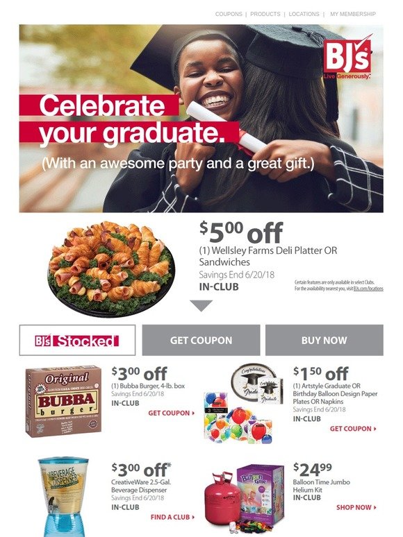 BJs Wholesale Club Get 5 off deli platters and sandwiches for your