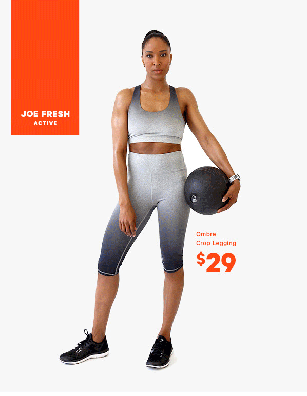 Joe Fresh: Sasha Exeter sports standout activewear under $29!