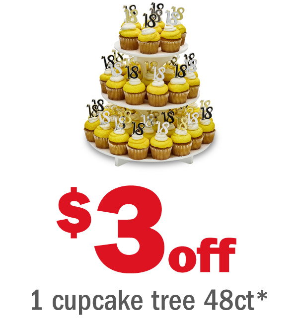 $3 off 1 cupcake tree 48ct*