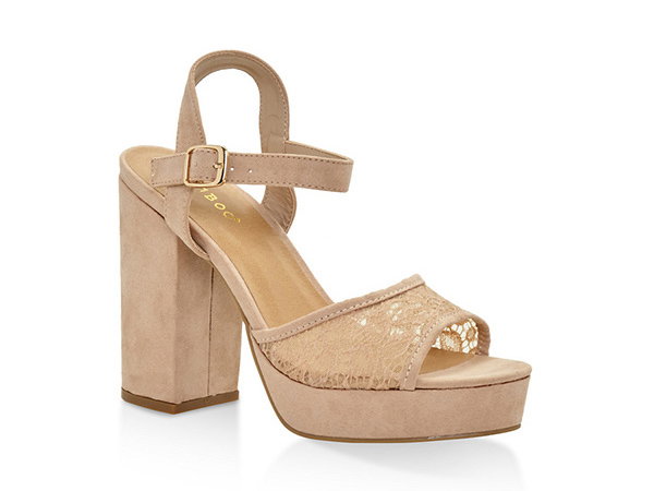 Lace Strap High Heel Platform Sandals