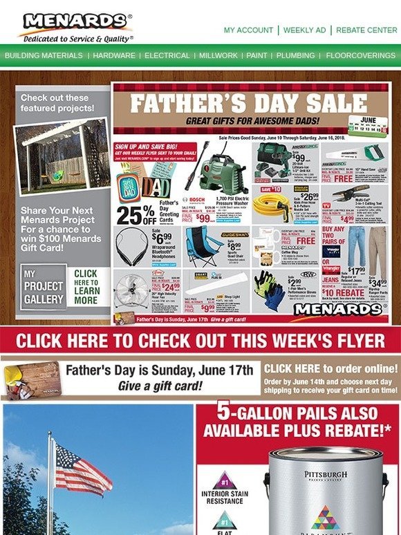 Menards Father’s Day Sale Gift Ideas Inside Milled