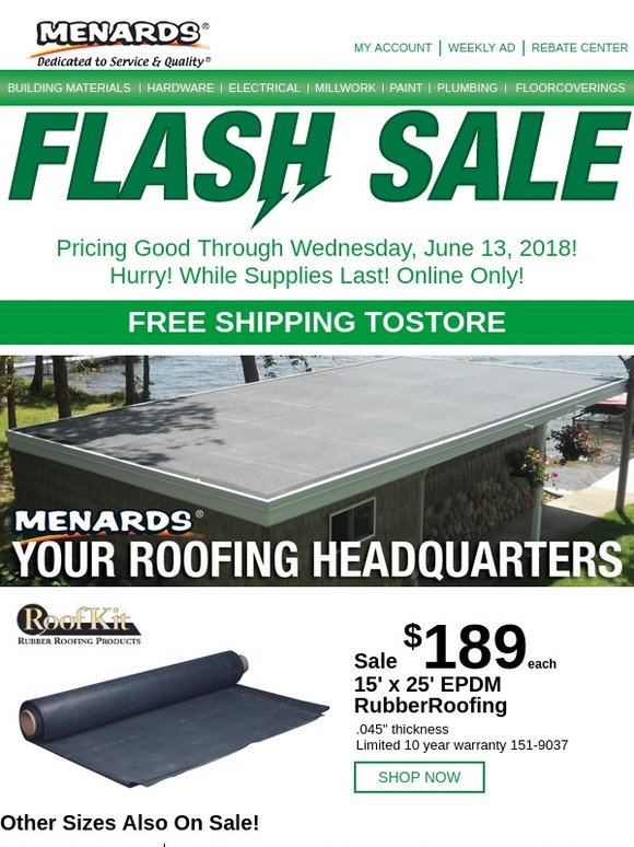 Menards FLASH SALE Rubber Roofing Milled