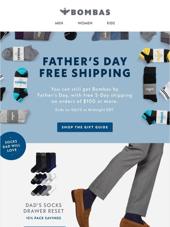 Bombas: Last Call for Free Shipping For Father’s Day | Milled