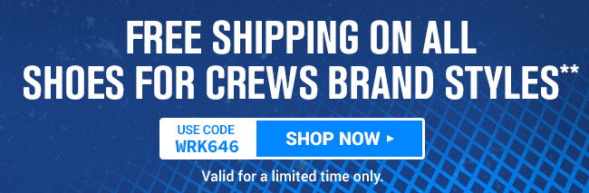 Free Shipping on Shoes For Crews Brand Styles* use code WRK646