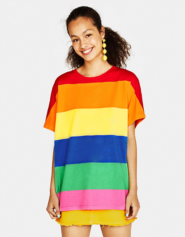 bershka rainbow t shirt