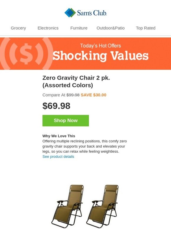 gravity chair sam's club