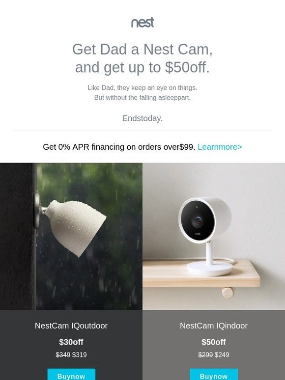Father’s Day is here. Last chance to save on a Nest Cam.