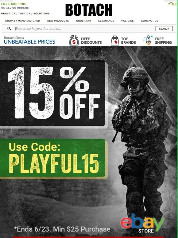 Botach Tactical Take 15 OFF Our EBay Store With Coupon Code PLAYFUL15 