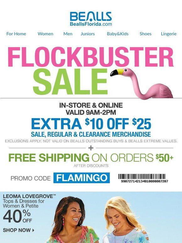 Bealls Stores Flock In & Save Extra 10 Off 25 Limited Time Coupon
