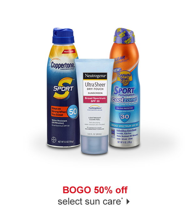 BOGO 50% off select sun care*
