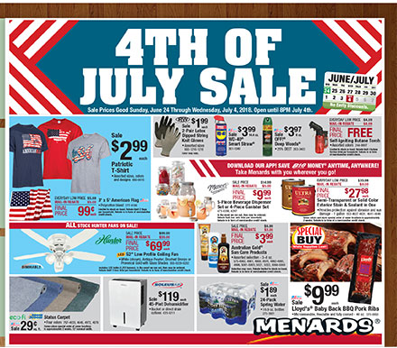 what are menards hours on the 4th of july