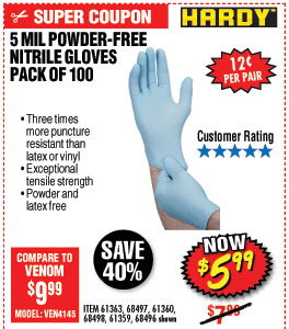 5 mil Nitrile Powder-Free Gloves 100 Pc